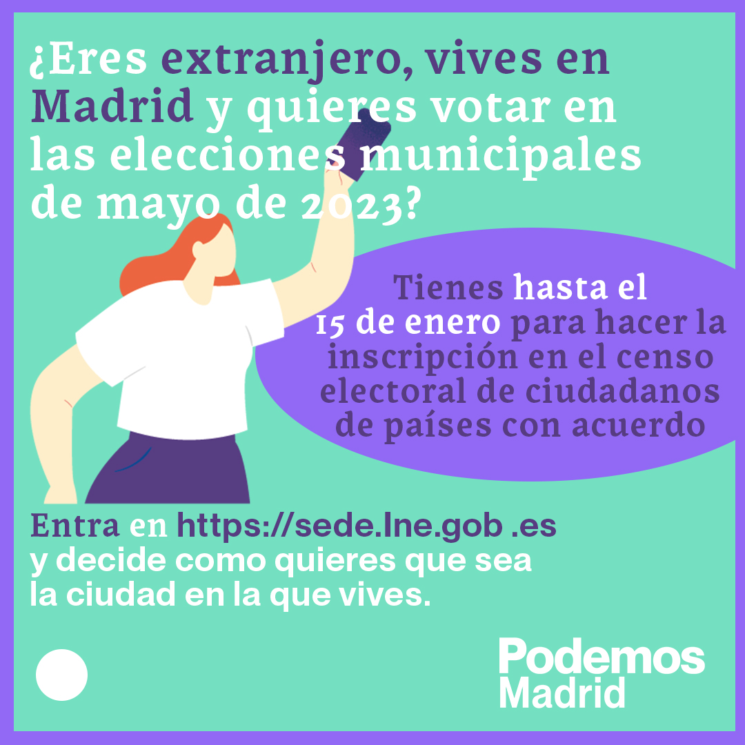 #VotaDondeVives
¿Eres extranjero, vives en Madrid y quieres votar en las elecciones municipales de mayo de 2023?

Sigue el hilo de este Tweet y te contamos como hacerlo o entra landing page con toda la información: mailchi.mp/0c63c63187c8/v…
👇