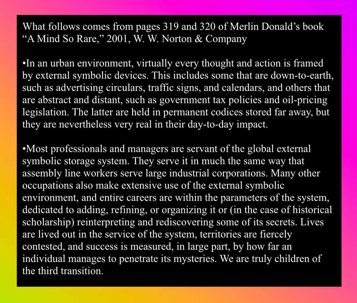 gmh_upsa's tweet photo. @LucCogZest @yanisvaroufakis @KGeorgieva @MazzucatoM @Jayati1609 @GretaThunberg @SenWarren @anatadmati @miafunk @Twitter As seen in the shared image, according to #MerlinDonald, “Most professionals and managers are servant of the global external symbolic storage system.” Updating his quote to the 4th transformation of the “Technology-supported culture” we need civilizational Paradigm Shift leaders. https://t.co/5ihZ0jjfJx