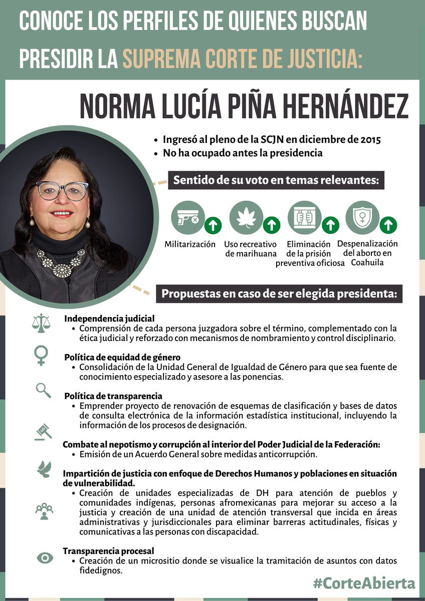 Politica_Basica's tweet photo. Norma Lucía Piña Hernández es la nueva Ministra Presidenta de la Suprema Corte de Justicia de la Nación. Enhorabuena. https://t.co/DThDSHHTqg