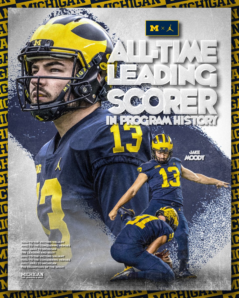 Michigan Scoring King 👑 No player in program history has scored more points in their career than Jake Moody (355). #GoBlue