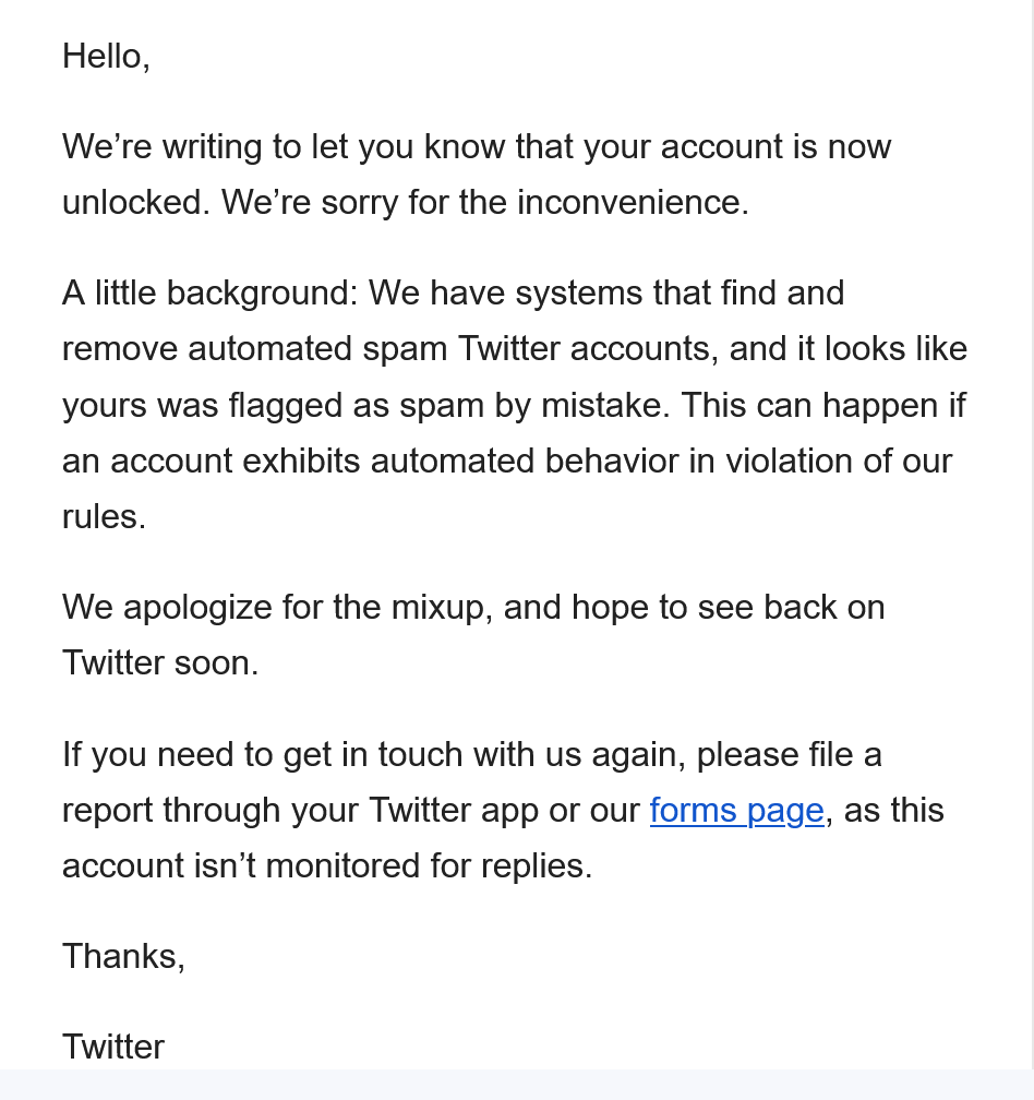 Brombles's tweet photo. My experience so far on Twitter has not been great. About five minutes after signing up my account was permanently suspended. Getting someone to help me was almost impossible. https://t.co/1ZskyJe9ex