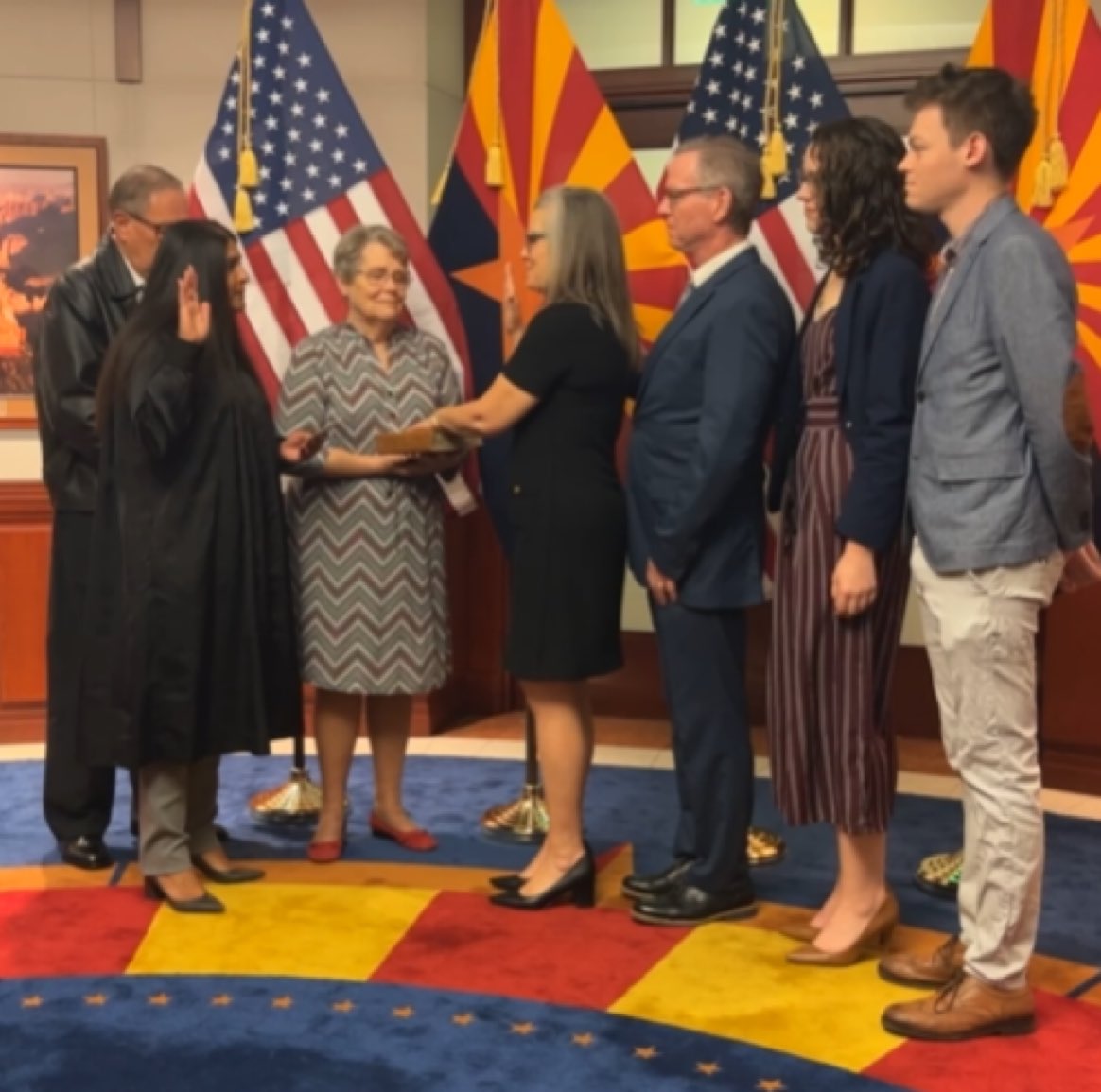 MeidasTouch's tweet photo. Katie Hobbs has been sworn in as Governor of Arizona.

That means Katie Hobbs is now officially Kari Lake’s Governor. https://t.co/JBTAmckq1n