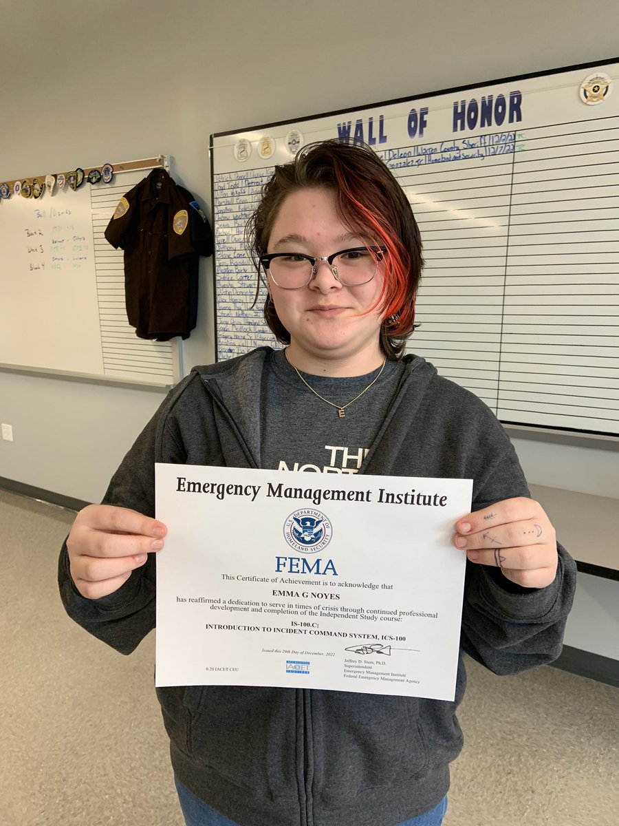 HTCLawE's tweet image. Congratulations to Emma on completing #ics100 @fema @LHSachems