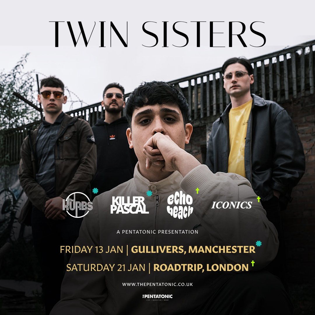 The_Pentatonic's tweet photo. 🔴 SUPPORTS ANNOUNCEMENT! 🔴

Twin Sisters will be joined by special guests @thekurbsband &amp; @killer_pascal at their Manchester show at @gulliverspub on 13th January and @iconicsband &amp; @echobeach_uk at their London show at @roadtripbar on 21st January.

Tickets for on sale now! https://t.co/wTcJ4gEygm