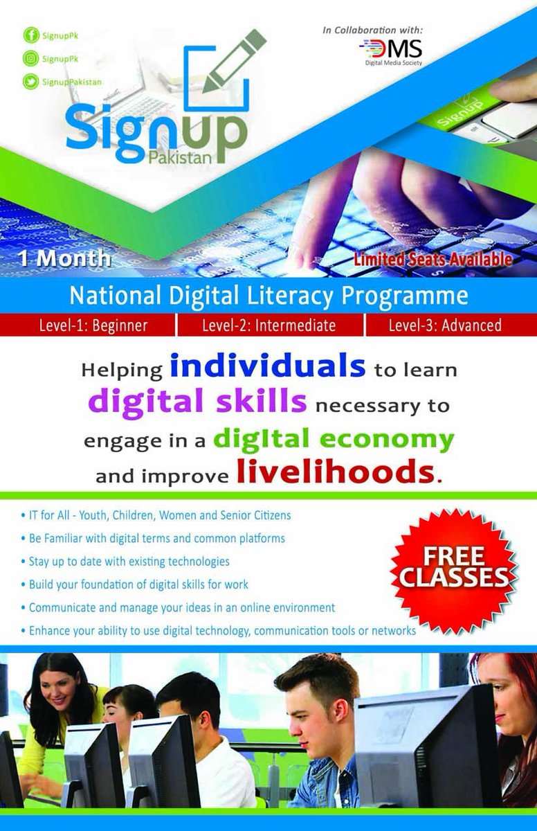 CTCpk's tweet photo. FREE Digital Literacy Course for people of all ages - youth, children, women, senior citizens and person with disabilities. https://t.co/49h6GTPheI