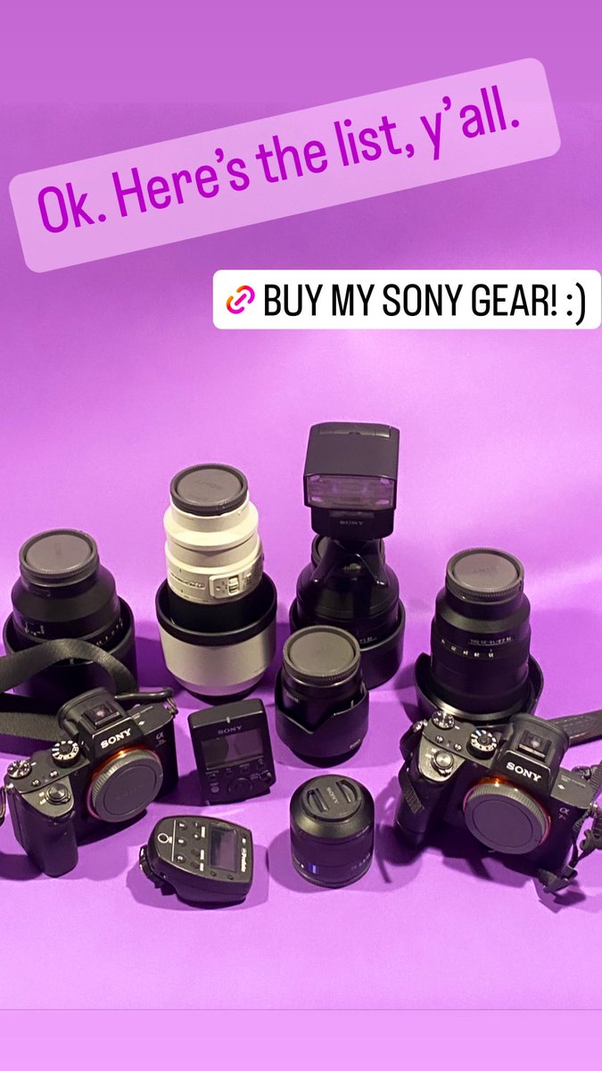 melissalyttle's tweet photo. 📸 I took a little break from selling camera gear over the holidays. But I’d love to clear out my camera bag and closet to make room for the new stuff. So, if you’re looking for Sony gear the list is of what’s left is at the link. Make me an offer. https://t.co/cKt7DmNMdZ 📸 https://t.co/wOck8jhD9m