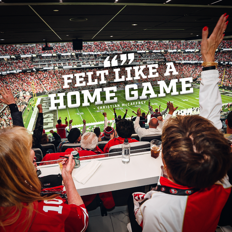 49ers's tweet photo. First time in Vegas, just put your money on red ♦️