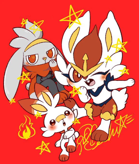 うさぎ年なファンアート#ヒバニー #エースバーン#ラビフット #ポケモン #うさぎ #セーラームーン#過去絵 #イラスト 