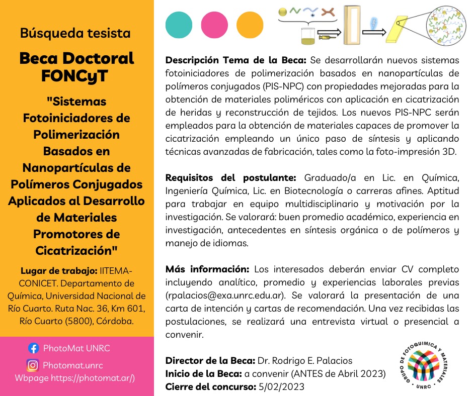 PhotomatUnrc's tweet photo. Beca Doctoral FONCyT - Por más información: https://t.co/YirtmH3LnF https://t.co/5gke4JbQXa