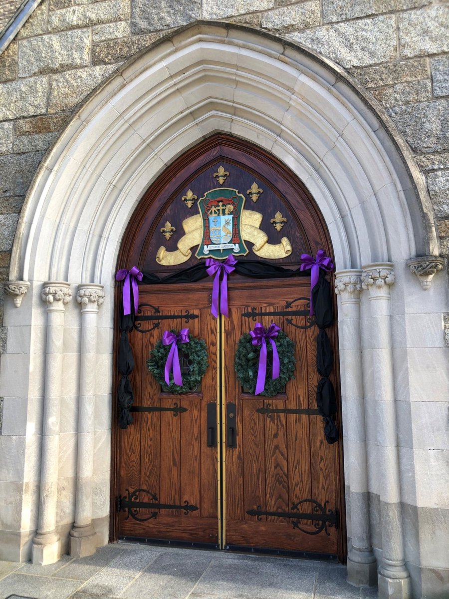 St. Catherine’s mourns the death of Pope Emeritus Benedict XVI.  
The main doors of our church are draped in violet and black as a sign of mourning and prayer.  
We will celebrate a Requiem Mass for the late Pope Emeritus on Thursday, Jan. 5 at 7:00 p.m.