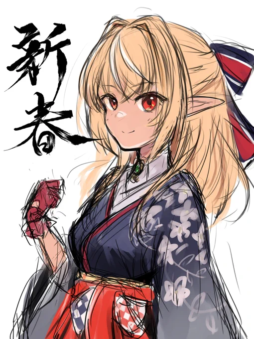 こんな感じで進めたい正月絵 