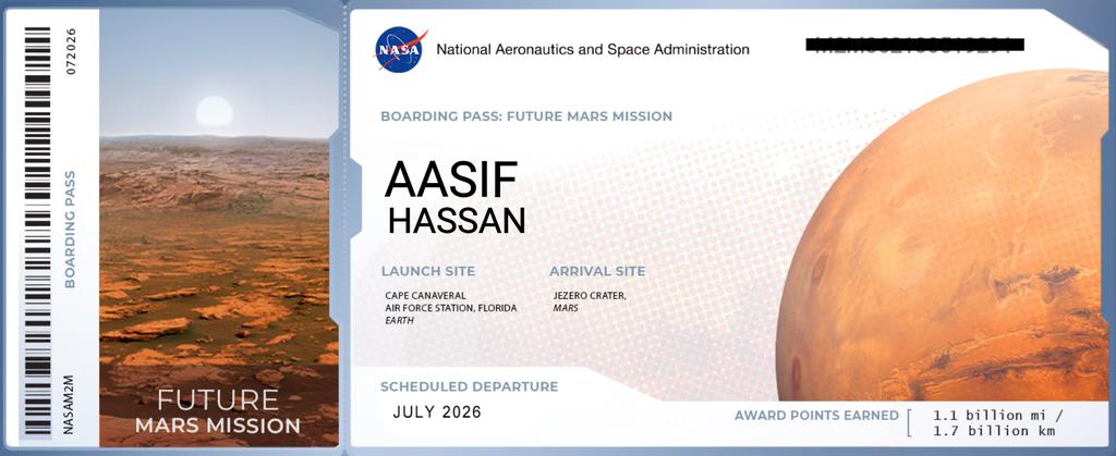 aasifhsn's tweet photo. Martian Since 30/7/2020
How long have you been? 

Thank You @NASA

#MarsBoardingPass
#NASA https://t.co/EJtZZBKDdu