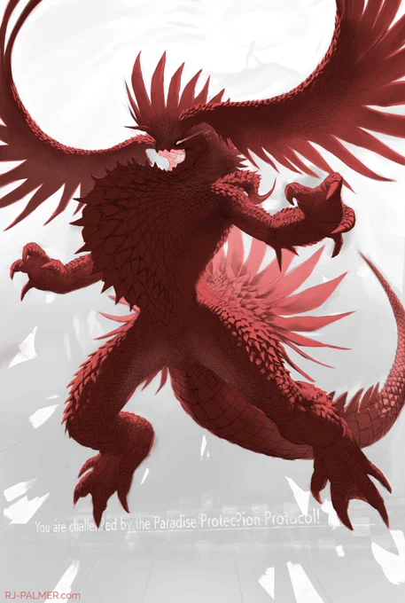 You can see the attention to anatomical and scale flow detail here. I thought it would be cool to use elongated scales instead of feathers. This sounded a lot easier to pull off then it turned out, there was a lot of drawing and redrawing here to get it right. 
