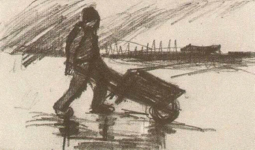 vangoghartist's tweet photo. Peasant, Walking with a Wheelbarrow, 1885 #vangogh #realism https://t.co/9axBLdRgtK https://t.co/HQo5MLtbb9