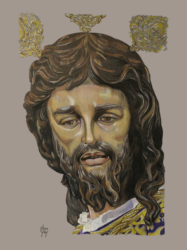 Nuestro Padre Jesús del Soberano Poder de <a href="/HdadSanGonzalo/">Hermandad de San Gonzalo</a>.
Lápiz de color sobre papel, 75 x 60 cm. 
Con esta obra que ha sido mi última del año, os deseo un próspero año 2023