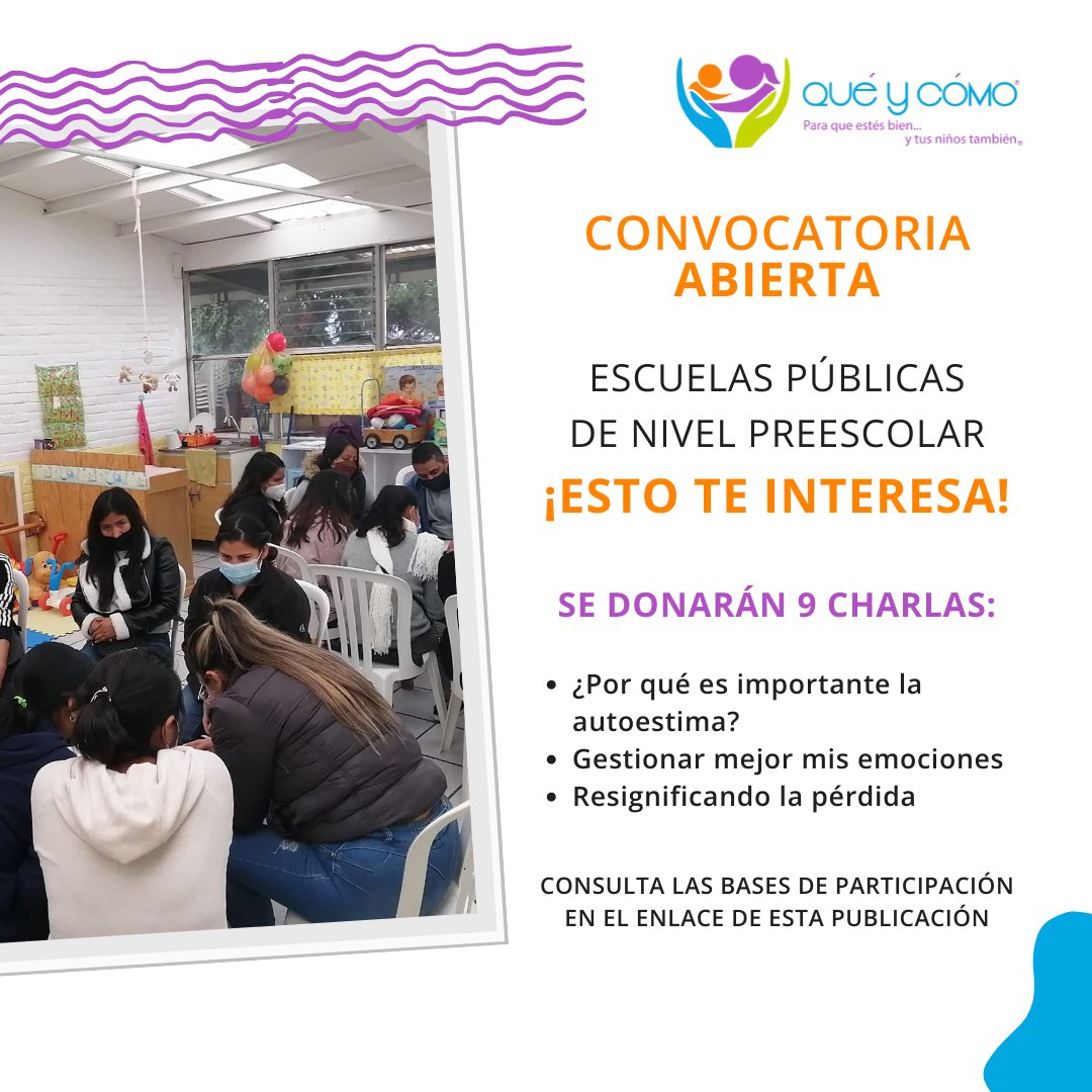 orgqueycomo's tweet photo. 🚨 ¡Últimos días de registro para pláticas gratis sobre bienestar emocional en escuelas públicas preescolares en México!

➡️ Registro abierto hasta el 20 de enero: https://t.co/ekkyljXwTY https://t.co/5XW4uLcNnt