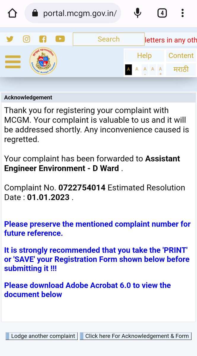 DR_Sagar_'s tweet photo. @mybmc 8 days and counting since registering this complaint. Not even a correspondence from bmc ward office let alone resolution.Pathetic state of affairs! https://t.co/YZz9o1B12l