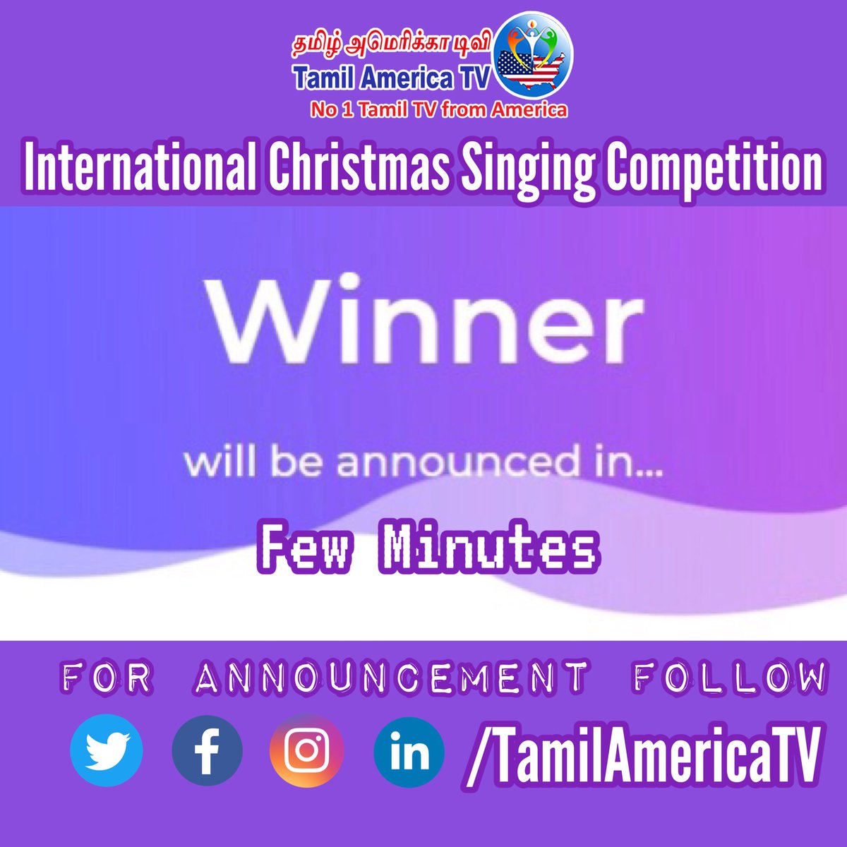 Tamil America TV’s International Christmas Singing Competition Winners will be announced in few minutes. Follow @TamilAmerica for Winners Announcement. #Christmas #ChristmasCarol #ChristmasCompetition #Christmas2022 #ChristmasWinners #InternationalCompetition @Pontifex @EWTN