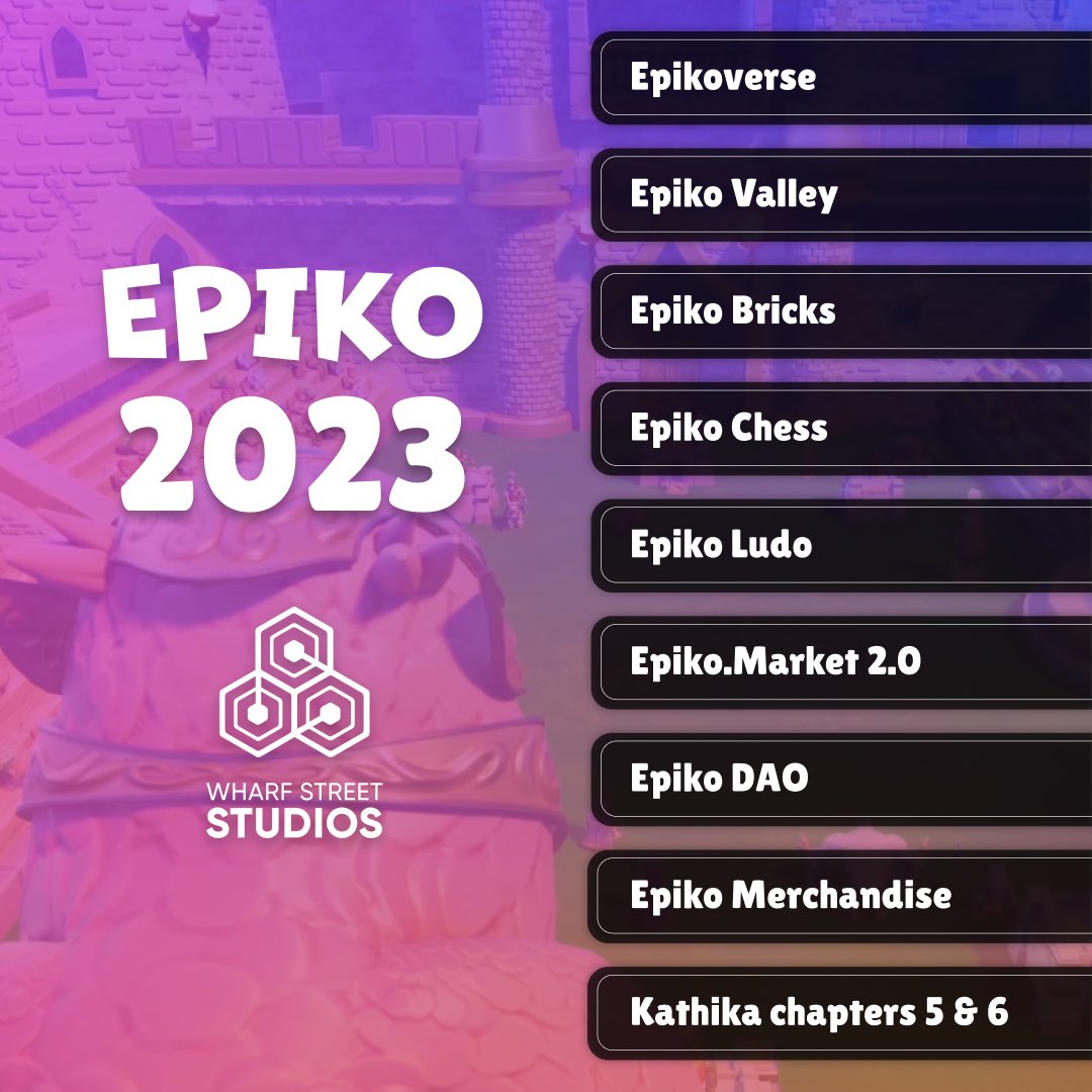 The_Epiko's tweet photo. In 2023:
#Epikoverse with Web3 & NFT integration
#EpikoValley AR Board game
#EpikoBricks #EpikoChess & #EpikoLudo three new classic games
#Kathika Chapters 5 & 6
Animation series on OTT platform
Establishing #EpikoDAO
#EpikoMarket 2.0 with Morph feature
#EpikoMerch on eCommerce https://t.co/pqMEZgjAN8