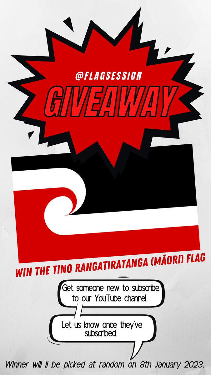 flagsession's tweet photo. Wanna win the gorgeous Tino Rangatiratanga flag? Simply get someone to subscribe to our YouTube channel and then let us know to go in the draw!
https://t.co/XgGjQ7l1E9 https://t.co/fYfQ9uuiL1
