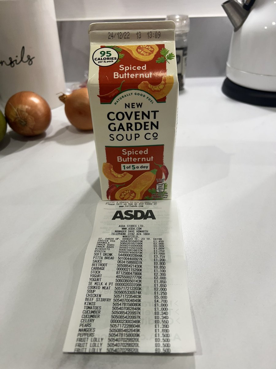 AmyBarratt9's tweet photo. @asda @AsdaServiceTeam Not only was the experience in store today frustrating due to massive lack of stock on the shelves. I’ve come home to discover the soup I purchased is over a week out of date. Absolutely appalling 😔😔 https://t.co/uW3QfIQWeB
