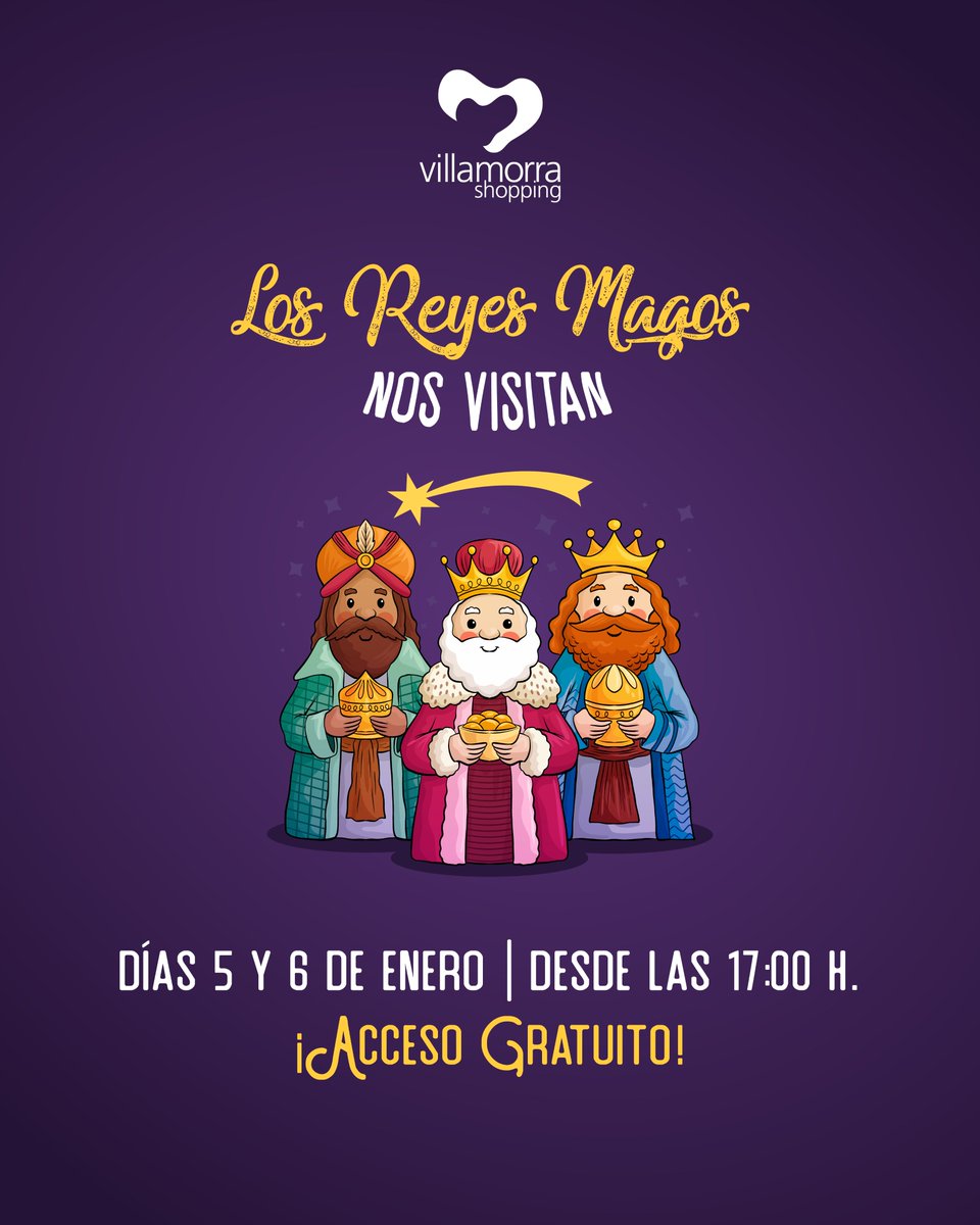 ¡Los Reyes Magos nos visitan 🎁✨🐪!

📍Te esperan en el #villamorrashopping este 5 y 6 de enero a partir de las 17hs para compartir una tarde mágica con Melchor, Gaspar y Baltasar!🐪🎁✨