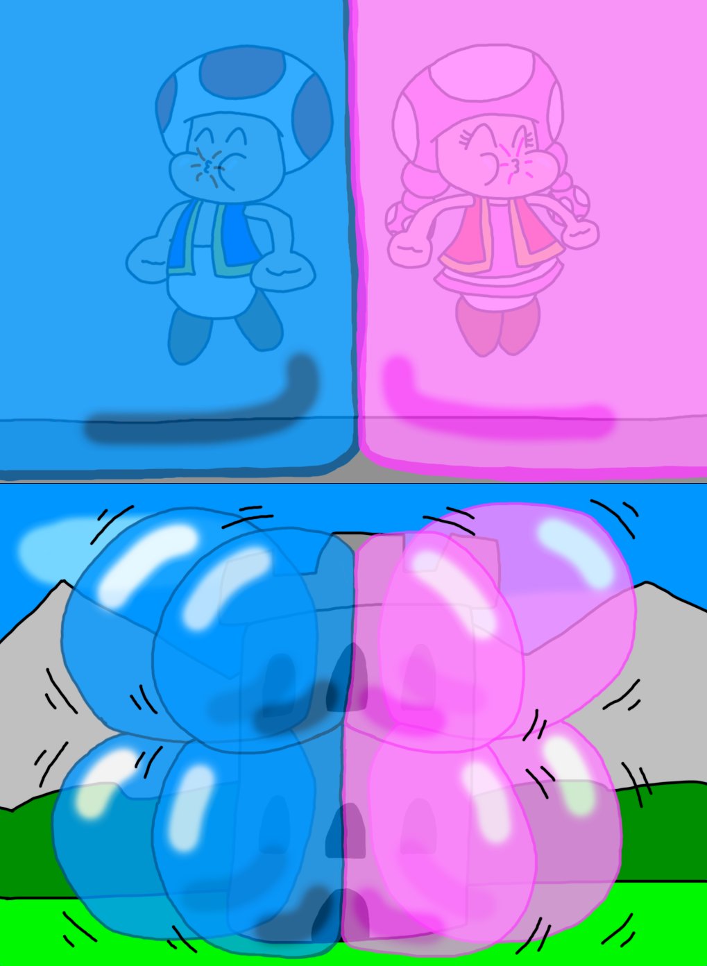 Stephanie Ladd PokeSweetHeart 101 on X: Toad and Toadette Blows Bubble Gum  Filling Up Dungeon t.coulARnoYW9O  X