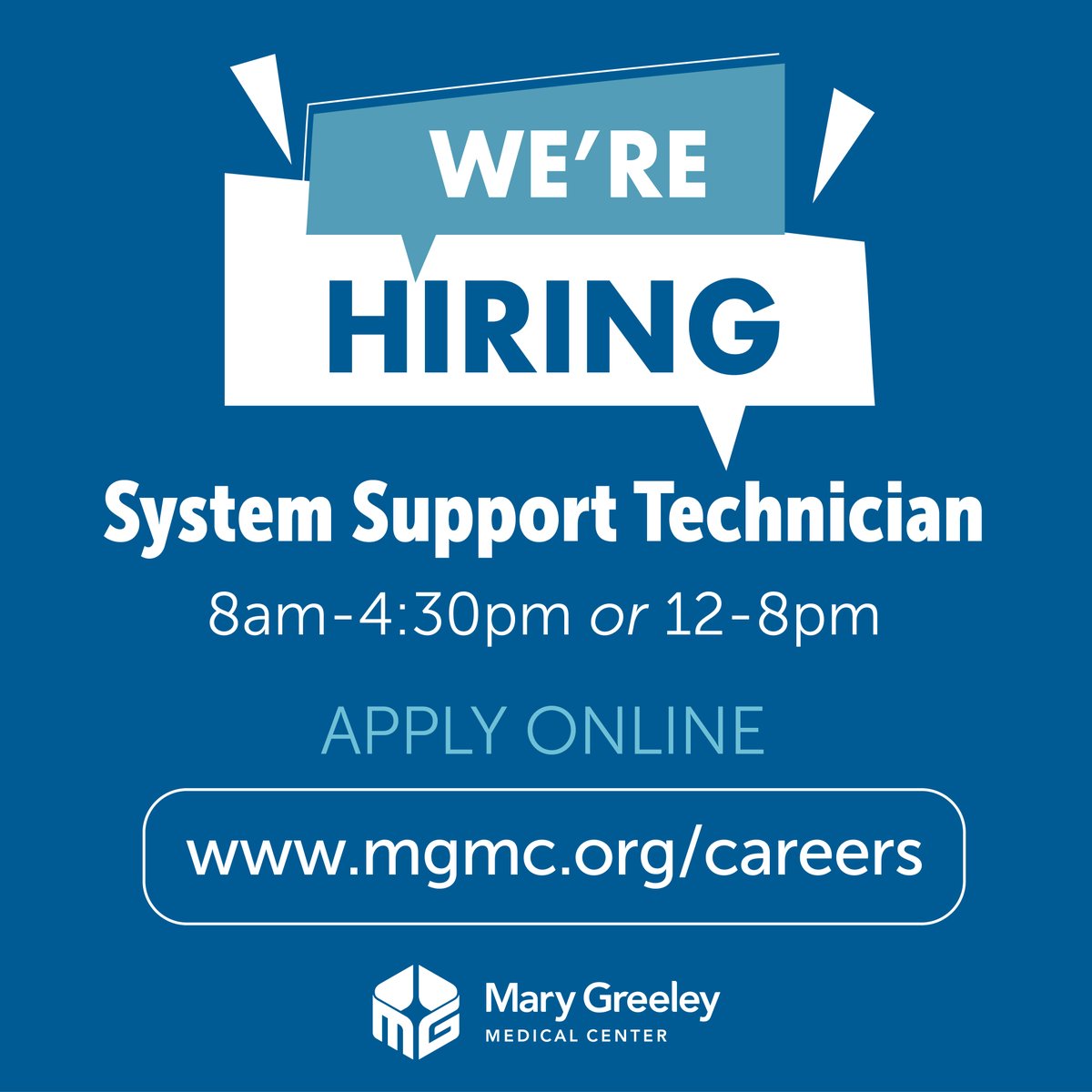MaryGreeley's tweet photo. 🚨HOT JOB: System Support Technician🚨
Mary Greeley offers:
✅ Competitive Pay
✅ Excellent Benefits
✅ Generous PTO plan
✅ IPERS
✅ Tuition Reimbursement
Join our team, by applying at https://t.co/WsQ73dZxgE
#career #Hiring #healthcare #Benefits #jobs #jobsearch #techjobs https://t.co/iyF0QMLaZV