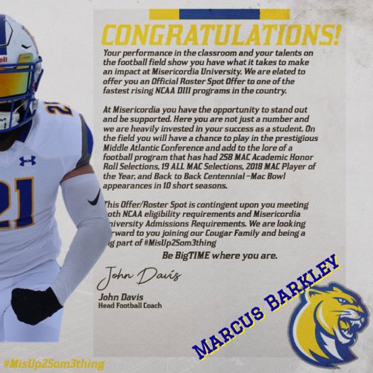 marcusbarkley0's tweet photo. #AGTG #MisUp2som3thing blessed to receive an offer from Misericordia university 🔥
@MisericordiaHFC @Coach_Cottle @K_Price73 @Coach_McCrann @Coach_BWiLL21 @CoachRGaskins2 @coachvogelsang https://t.co/Qc0DPpgvx5