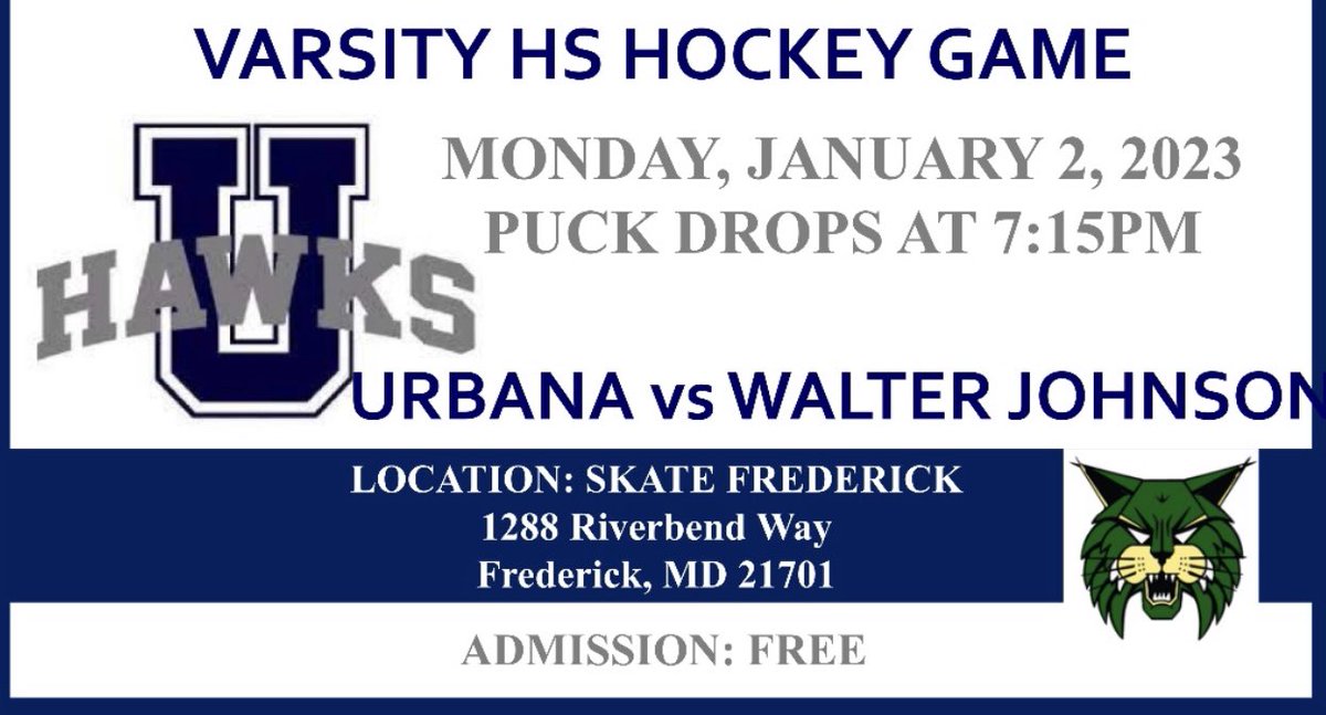 #2 Walter Johnson vs #3 Urbana….See you tonight! <a href="/UHSBoosters/">UHS AthleticBoosters</a> <a href="/Urbana_Hawks/">Urbana Athletics</a> <a href="/UHSJournalism/">Urbana Hawkeye</a> <a href="/UHS_Urbaniacs/">The_Official_Urbaniacs</a>
