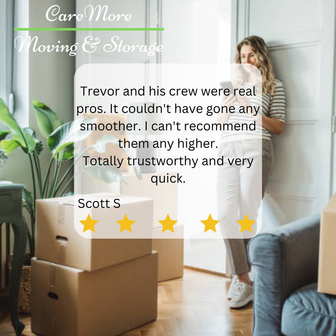 CaremoreMoving's tweet photo. As a small business, reviews really mean a lot to us and make a huge difference. Thank you so much Scott for taking the time to write us this great review. We are so glad you were happy with your move. #sfmovers #sanfrancisco #sfmovingcompany #sfstorage #bayareamovers https://t.co/n1nfgjhDS7
