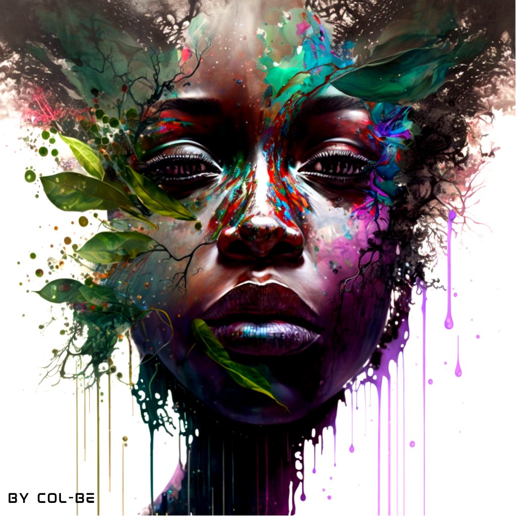 COLBEARTIST's tweet photo. It's as if the face is trying to hold onto the beauty of nature, but it is being consumed by the imbalance that currently exists. https://t.co/NGu4popMQ4