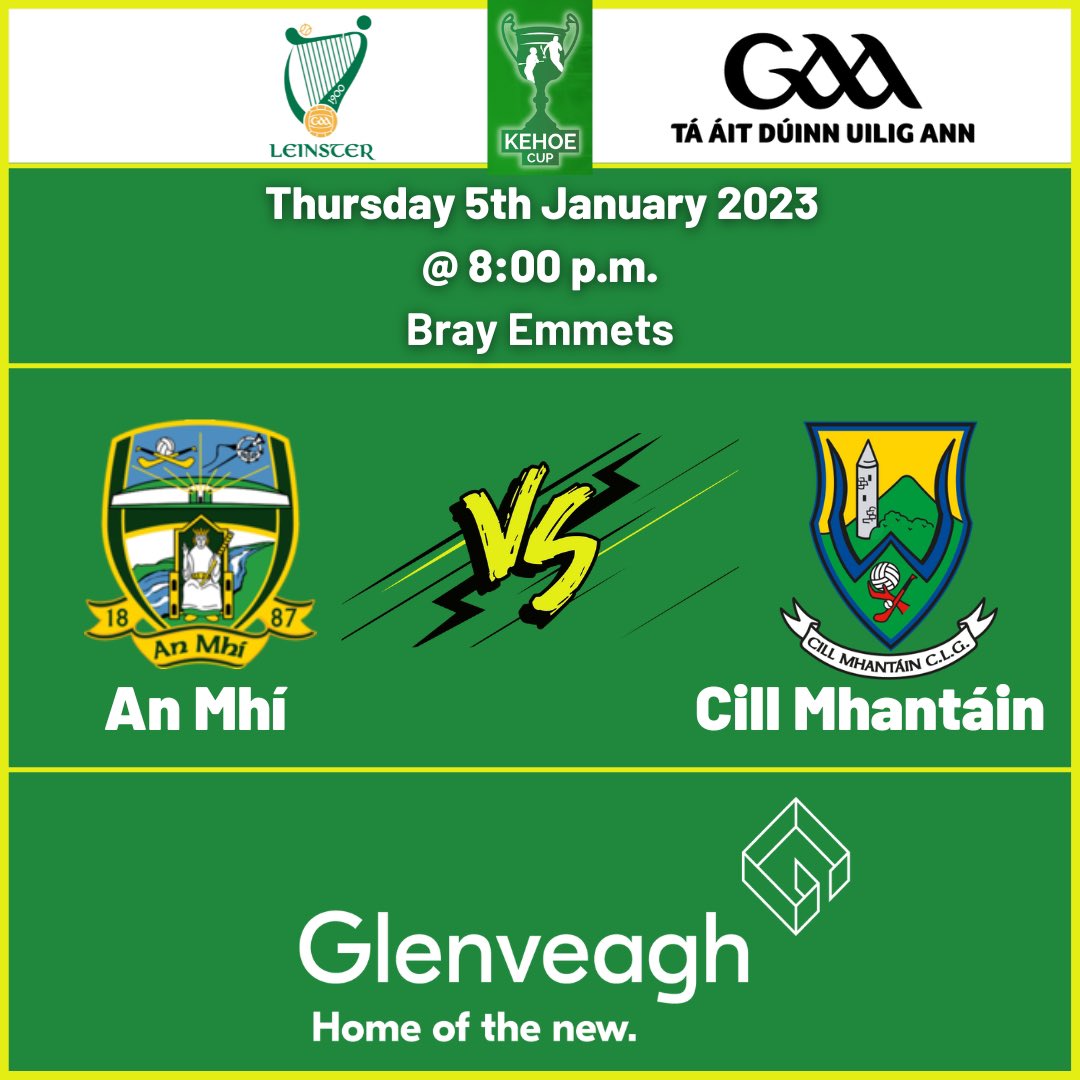 Best wishes to the @MeathGAA hurlers who start their 2023 season this Thursday evening. 

🗓️ Thursday 05/01/22

🕗 8pm

🏟️ Bray Emmets

#️⃣ #LeinsterGAA | #ItAllStartsHere | @gaaleinster | @wicklowgaa |@GlenveaghHomes