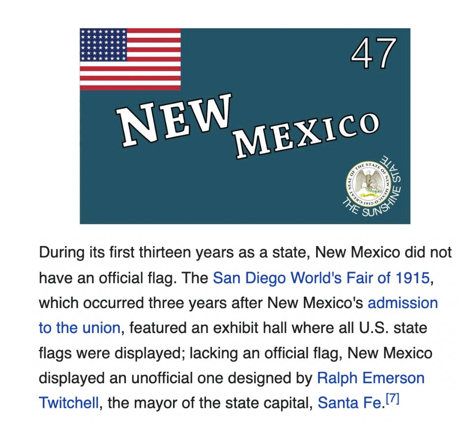 the Santa Fe mayor quick threw this state flag together for the 1915 World's Fair and it's the worst thing I've ever seen. I'm obsessed with it