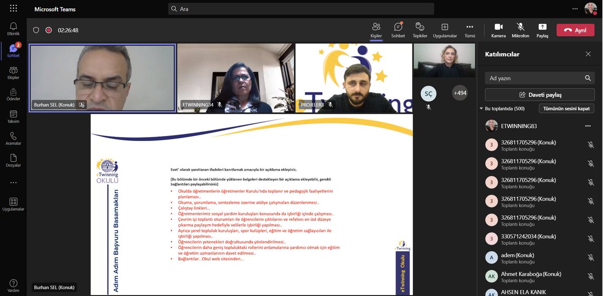 02.01.2023'te eTwinning İl Koordinatörlerimiz moderatörlüğünde eTwinning İçerik Geliştirme Eğitmenimiz Burhan SEL tarafından eTwinning Okulu Başvuruları Webinarı gerçekleştirildi.⭐️Kendisine ve tüm katılımcılara çok teşekkür ederiz💐
<a href="/tretwinning/">eTwinning Türkiye</a> <a href="/memleventyazici/">Levent Yazıcı</a>
<a href="/ErsahinMustafa/">Mustafa Erşahin</a>
