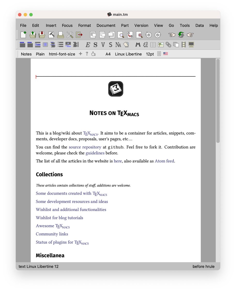 gnu_texmacs's tweet photo. TeXmacs' blog
https://t.co/EcNLQZLhbM
is created in TeXmacs. It contains useful informations and user contributions are welcome. Send us a PR in GitHub (https://t.co/pz0SDzkfjh) #blog #texmacs https://t.co/lggkUsyMrc