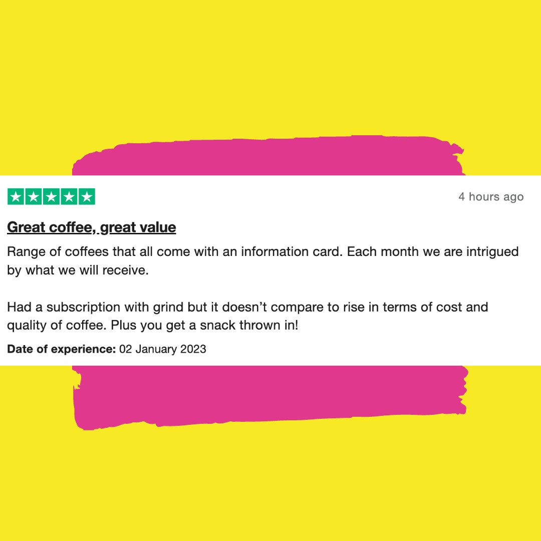 risecoffeebox's tweet image. Reviews like this are what make Ben and Alice do a tiny dance around the office each day...
We are so glad to see our coffee members enjoying their monthly @risecoffeebox
#coffee #coffeeathome #homebarista #homebaristalife #coffeetime #homedelivery #review