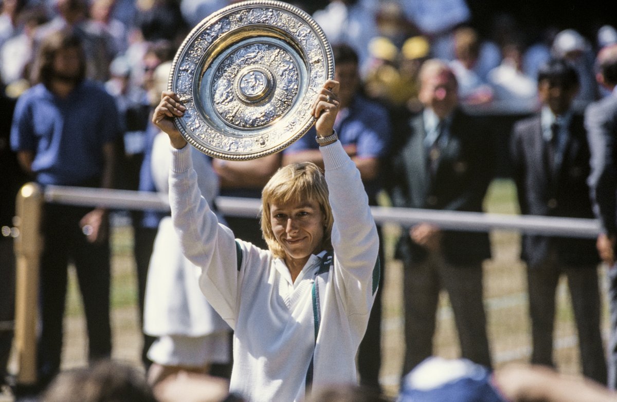 The thoughts of all of us at Wimbledon are with @Martina Wishing our most decorated singles champion a swift and full recovery 💜💚