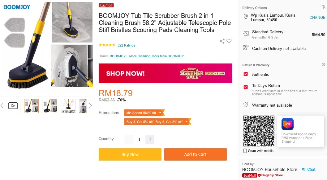 sakudigital1's tweet image. Berus tandas kasi kilat

𝐁𝐎𝐎𝐌𝐉𝐎𝐘 𝐓𝐮𝐛 𝐓𝐢𝐥𝐞 𝐒𝐜𝐫𝐮𝐛𝐛𝐞𝐫 𝐁𝐫𝐮𝐬𝐡
💰 RM18.79

🧹2 in 1 Cleaning Brush 
🧹 522 Ratings
.
.
➡️ Lazada : bit.ly/3Z34Saq
.
.
#berustandas #lazadamalaysia #terbaik #murah