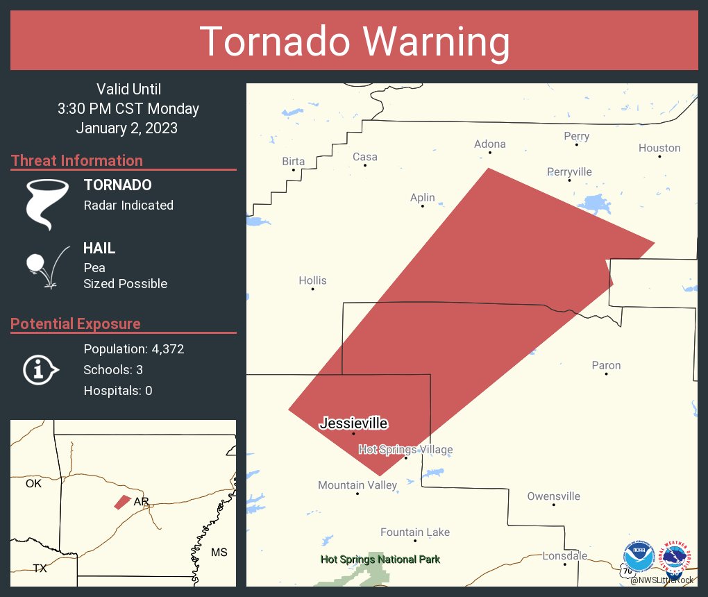 NWS Little Rock on Twitter "Tornado Warning including Jessieville AR