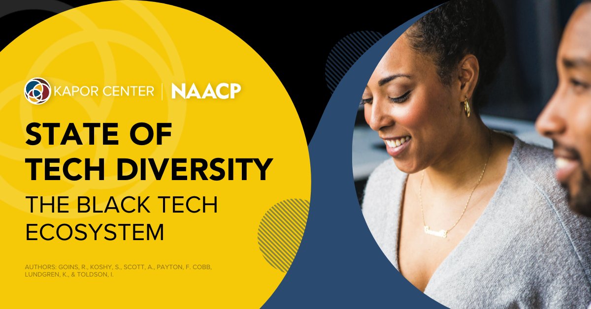 KaporCenter's tweet photo. Our report w/@NAACP examines racial equity &amp; the #BlackTechEcosystem

Only 6% of Black students in #CS courses
Only 1% increase in Black tech workforce
Only 1.3% of capital to Black founders
The time for action is now: https://t.co/M4Yqhr1DbX https://t.co/FSRRntC56K