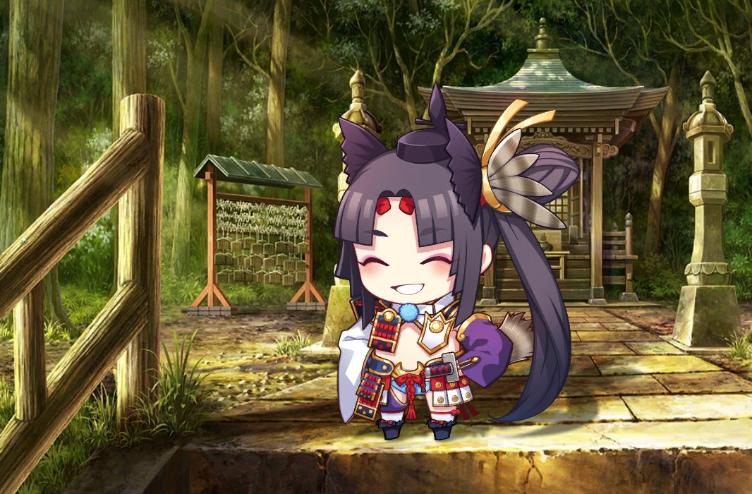 [Uses the Miracle Mallet- that is conveniently on her person and not her master's -on herself so she can pound mochi with all the moon rabbits.]

One two! One two! This Yoshitsune pounds the mochi too!