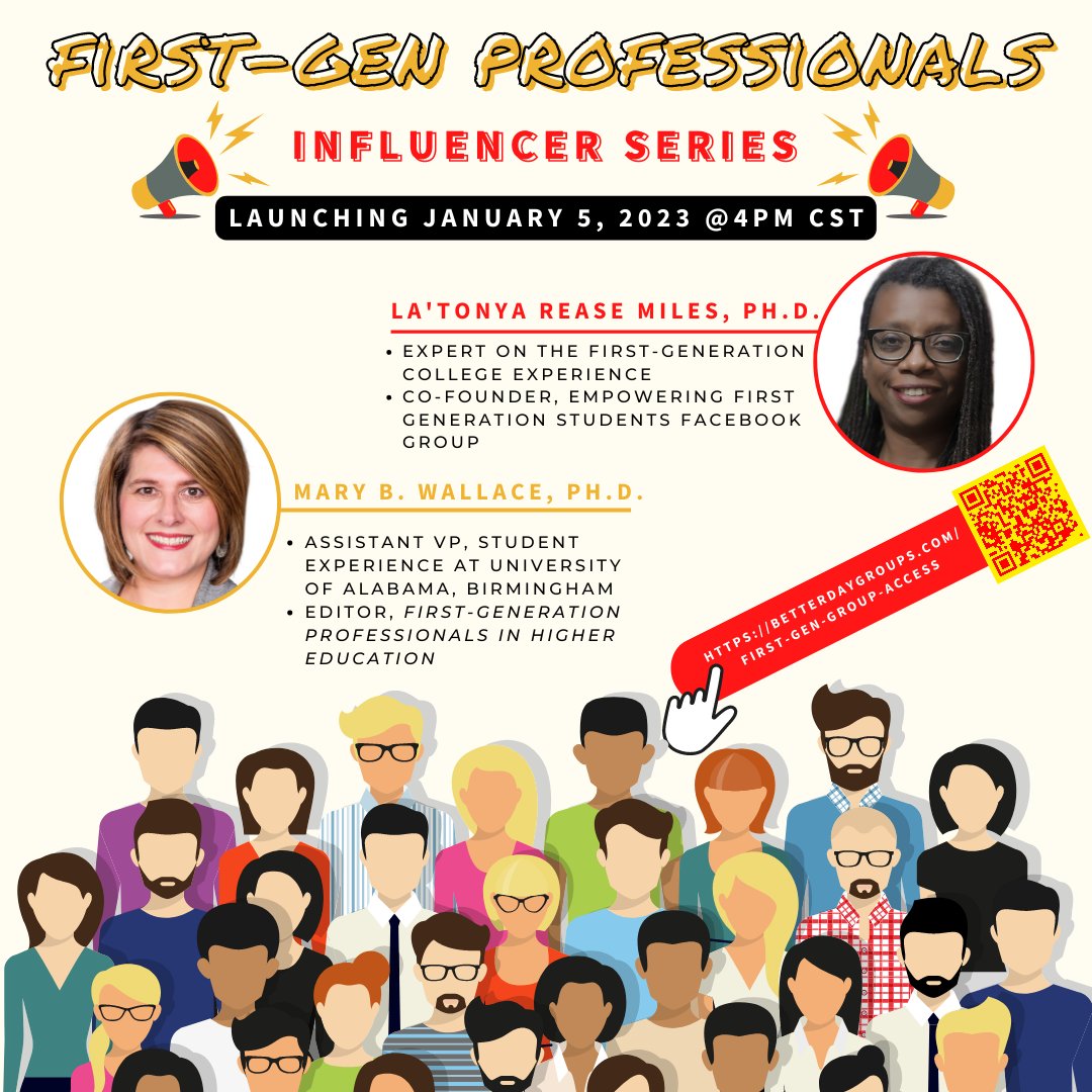 DrLTMiles's tweet photo. Excited to announce the launch of a brand new series feat. Mary Wallace, PhD, author of First Generation Professionals in Higher Education. We out here building community and confidence. #firstgen #firstgenprofessionals #influencers https://t.co/kZ4jY8Zhhc