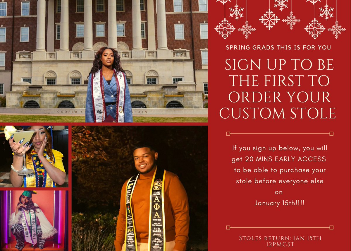 ashjayproducts's tweet photo. #SPRINGGRADS : Sign Up FOR FREE and get 20 Mins VIP ACCESS to purchase your stole before everyone else on January 15th 🔥🙌🏾 #Classof2023

https://t.co/j3Gj8gVq5F https://t.co/8O3ag0K1hJ