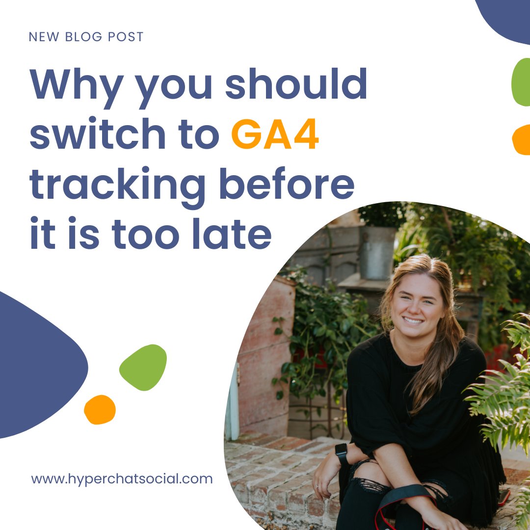 hyperchatsocial's tweet photo. 2023 is bringing a ton of change especially with Google website tracking! I am here to help explain what GA4 is and how you can get your website up to date with the new tracking codes. Read more here: https://t.co/OoX5YtiuPA https://t.co/DDugCILqra
