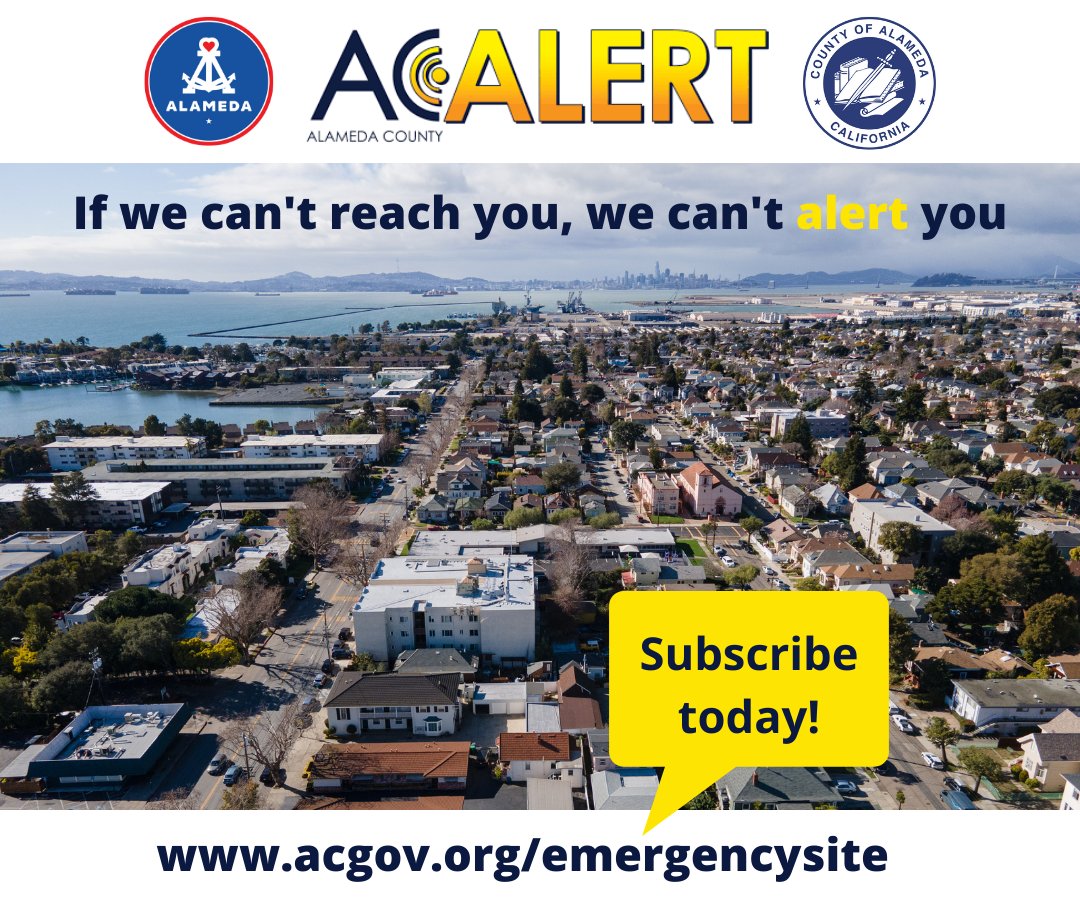 The City uses AC Alert to send texts and emails with emergency alerts and advisories. In the past, we've used other systems that may or may not reach you in an emergency. If you did not receive our alert on 12/31, take 2 minutes and register now: acgov.org/emergencysite #alamtg