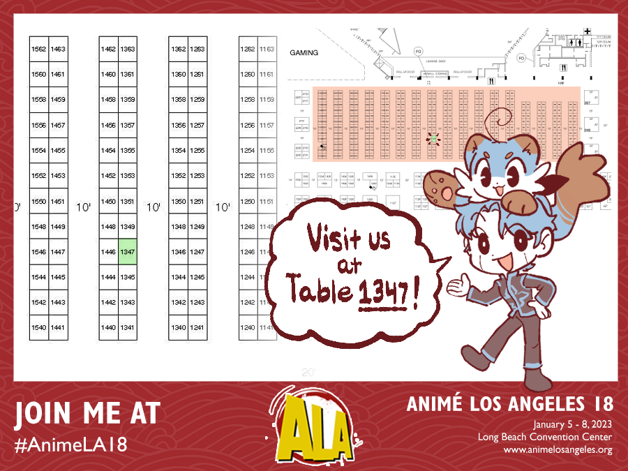 hello!! @Kuroidy and I are going to vend at @AnimeLosAngeles this weekend! This is going to be our first time vending at a convention so please come by to say hi so we can be less anxious 🥲 