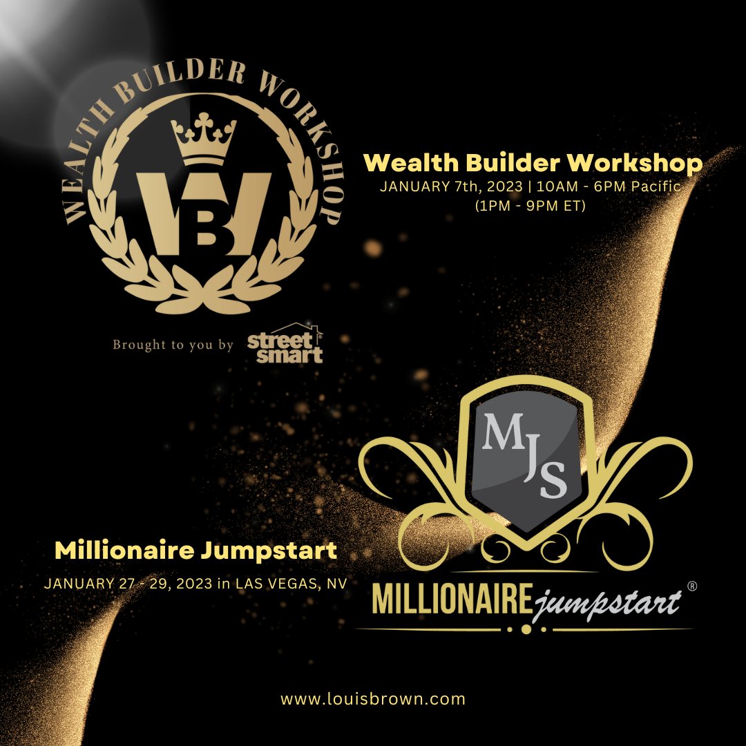 LouBrown's tweet photo. If you're brand new to the Street Smart system or haven't even started investing yet, then there are two things you really should do to start 2023 off right...
First: Attend the one-day Wealth Builder Workshop – it's online o... https://t.co/dktl6keU7o
https://t.co/rY2M3e2SAf https://t.co/xQlepTLV5A