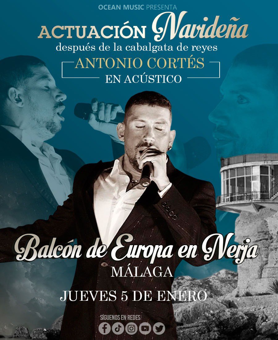 groupoceanmusic's tweet photo. Próximo 5 Enero no faltes a Nerja, ANTONIO CORTÉS especial actuación navidańa en acústico https://t.co/xH4N3J42c5