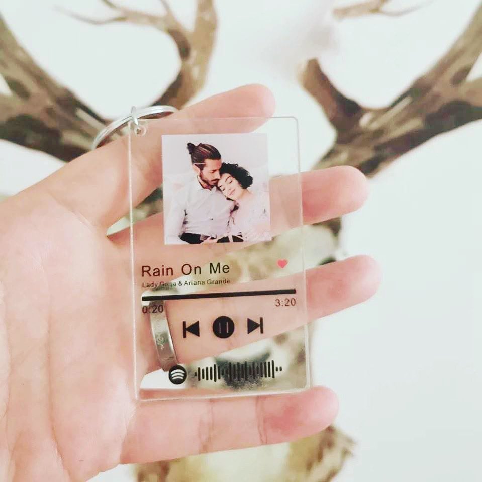 Spotify Personalised Keyring.  
Mail me song and photo xxx